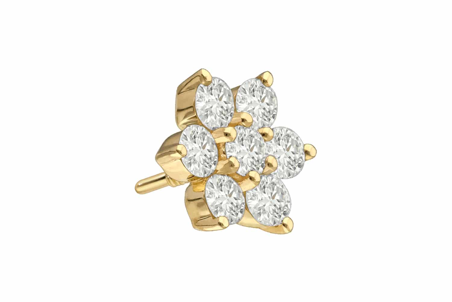 18 Karat Gold Schraubaufsatz mit Außengewinde DIAMANT-BLUME von Piercingline